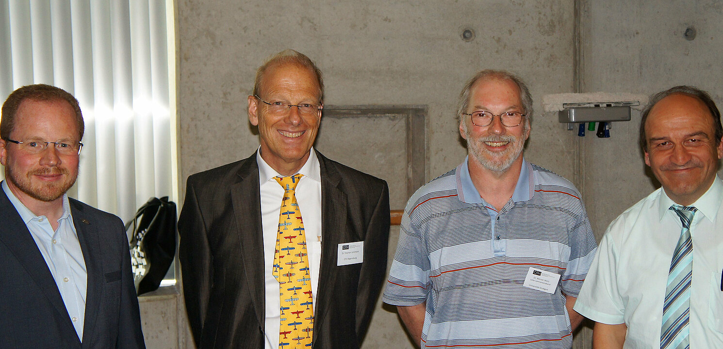 Von links: Prof. Dr. Ingo Ehrlich, Prof. Dr. Stephan Lämmlein, Gastreferent Dr. Werner Würz aus Stuttgart und Prof. Dr. Ulrich Briem. 