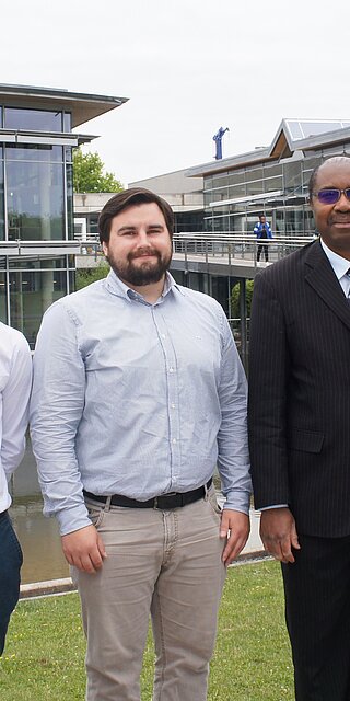 Von links: Dr. Wilhelm Bomke (OTH Regensburg, Akademisches Auslandsamt), Aurélien Vauge (SIGMA Clermont), Marco Siegl, M.Sc. (OTH Regensburg), Prof. Alexis Beakou (SIGMA Clermont), Prof. Dr. Ingo Ehrlich und Prof. Dr.-Ing. Ulrich Briem (OTH Regensburg).