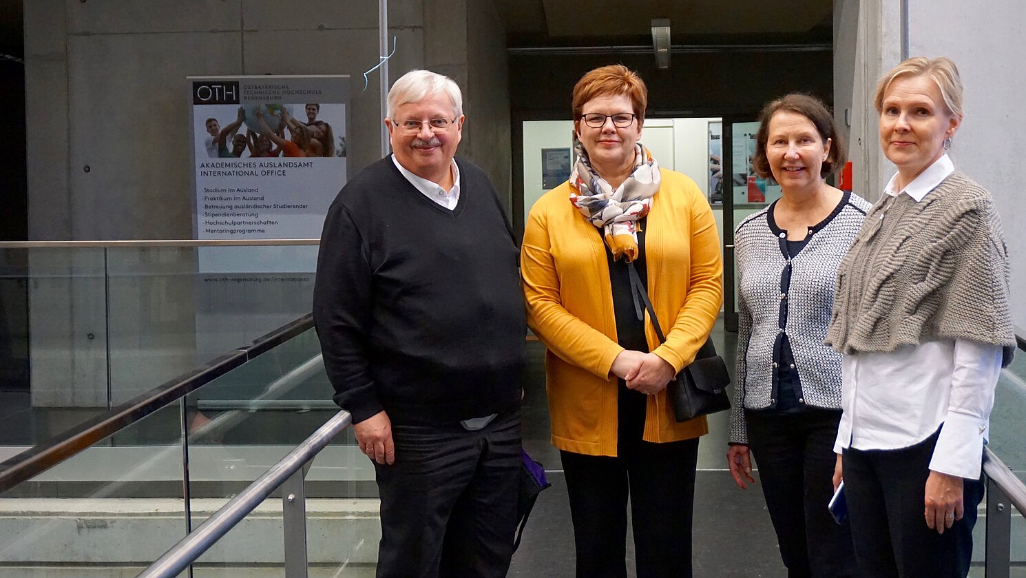 Die Turku University of Applied Sciences besuchte auch das Akademische Auslandsamt der OTH Regensburg. Von links: Dr. Wilhelm Bomke, Leena Saarinen, Anne-Marie Junger und Jaana Kallio-Gerlander.