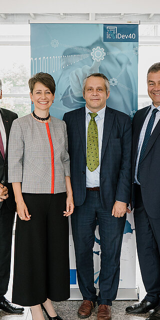 Von links nach rechts: Jochen Hanebeck, Peter Kaiser, Sabine Herlitschka, Michael Wiesmüller, Bert de Colvenaer, und Max Lemke.  