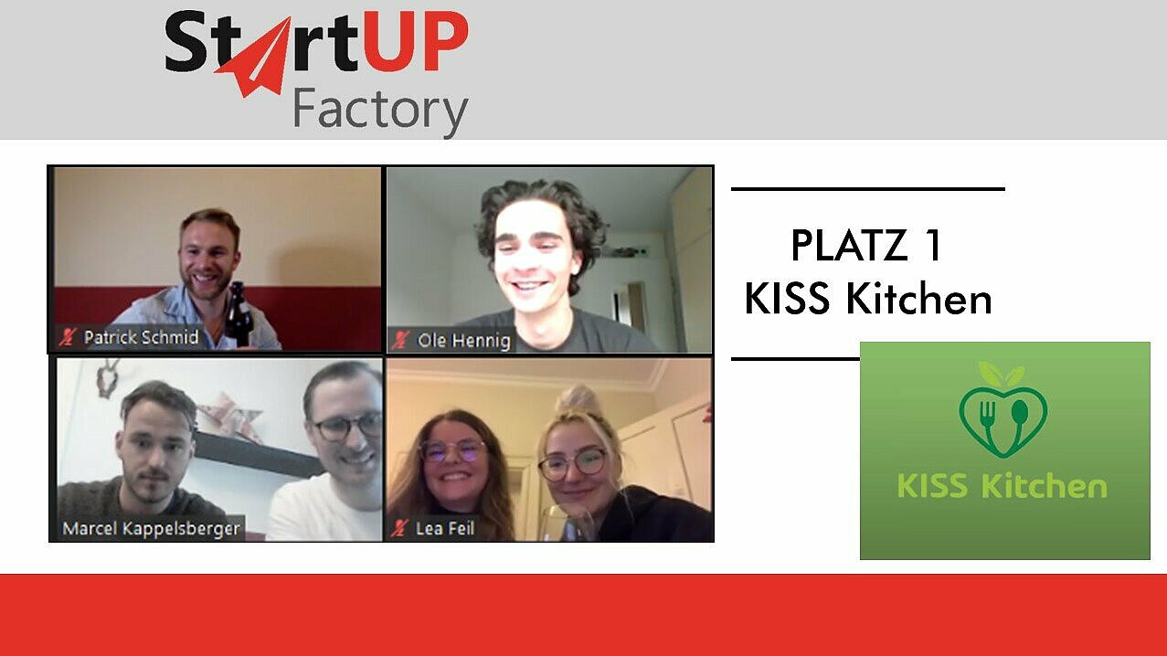 Mit ihrer Idee für ein Kochbuch für Studierende gelang es dem Team von "KISS Kitchen", sich bei der StartUP Factory 2021 den ersten Platz zu sichern.