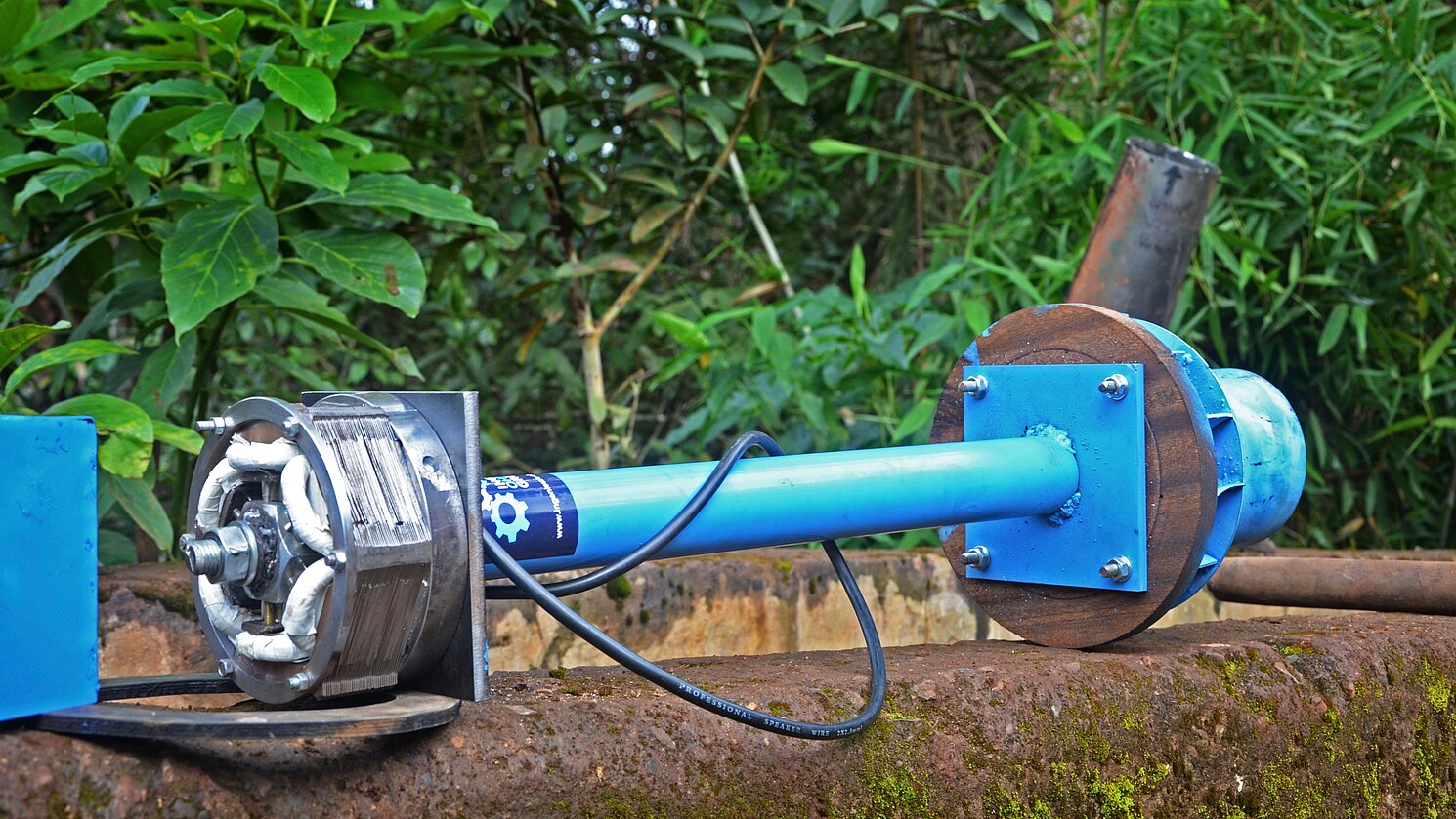 Die Turbine des Projekts „Water is Light“, mit der eine umweltschonende Möglichkeit der Energiegewinnung mittels Wasserkraft möglich ist.