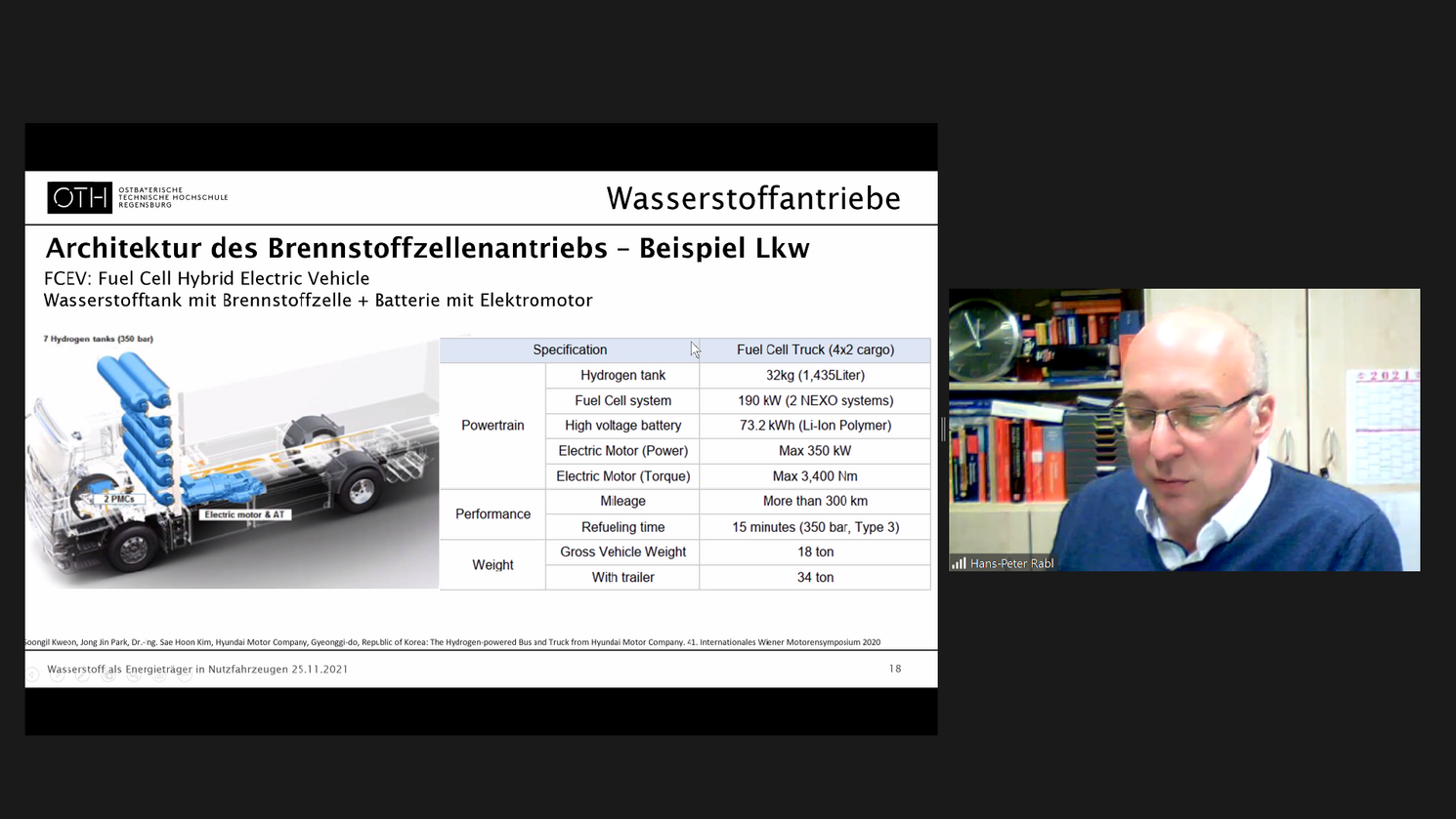 Im Rahmen seines Vortrags beschäftigte sich Prof. Dr. Hans-Peter Rabl mit der Frage, inwiefern sich Wasserstoff als Energieträger der Zukunft eignet.