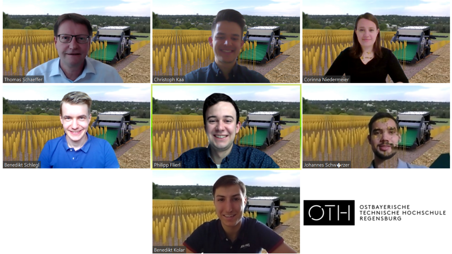 Das Projektteam „Mähseparator“ mit Prof. Dr. Thomas Schaeffer, dem Betreuer des Projekts, das an der Fakultät Maschinenbau an der OTH Regensburg durchgeführt wird.