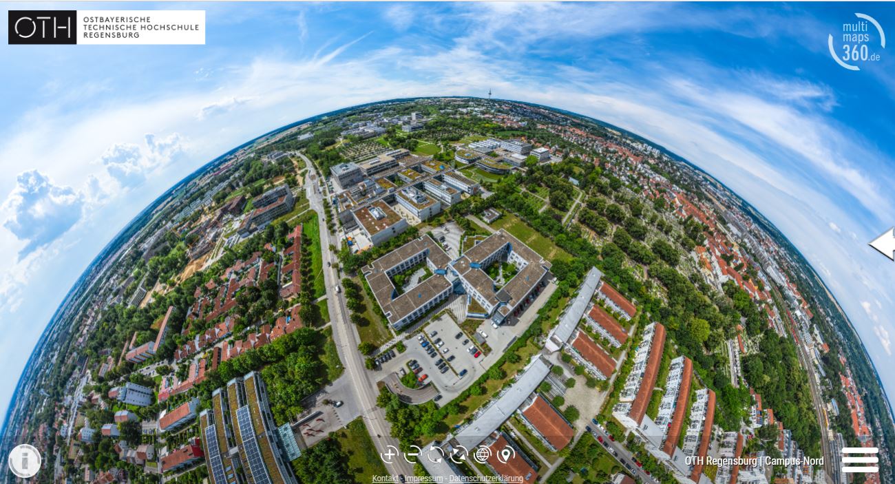 Die 360°-Panoramatour bietet auch einen Blick über den Campus der OTH Regensburg hinaus.